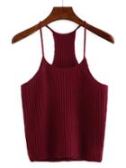 Shein Burgundy Spaghetti Strap Knit Tank Top