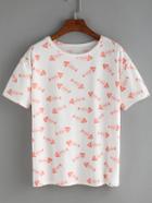 Shein Allover Fishbone Print T-shirt