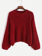 Shein Burgundy Drop Shoulder Chunky Knit Sweater