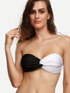 Shein Contrast Ruched Twist Bandeau Bikini Top
