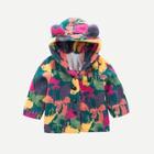 Shein Toddler Girls Colorful Cartoon Pattern Teddy Hooded Coat