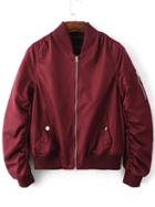 Shein Gathered Zip Sleeve Flight Jacket