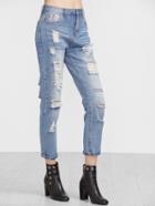 Shein Blue Ripped Bleached Ankle Jeans