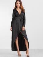 Shein Black Deep V Neck Overlay Jumpsuit