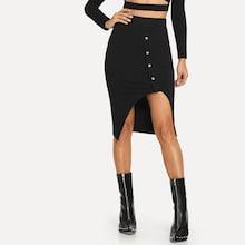 Shein Button Front Rib Knit Skirt