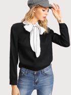 Shein Contrast Tied Neck Blouse