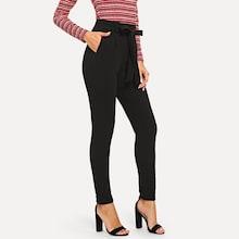 Shein Waist Belted Pocket Solid Pants