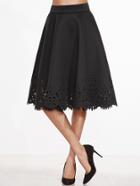 Shein Laser Cut Out Trim Zipper Back Swing Skirt