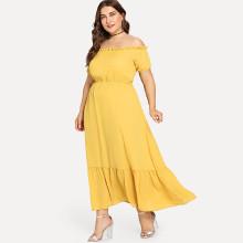 Shein Plus Off Shoulder Flounce Hem Dress