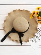 Shein Bow Tie Design Flounce Straw Hat