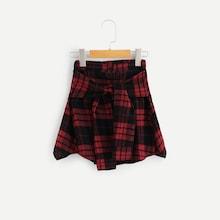 Shein Girls Plaid Button Up Skirt