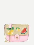 Shein Fruit Embroidered Flap Chain Bag