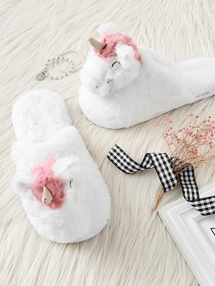 Shein Critter Decor Faux Fur Slippers
