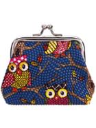 Shein Blue Owl Design Kiss Lock Coin Wallet