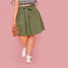 Shein Plus Belted Frilled Waist Pocket Patched Skirt