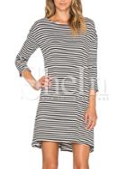 Shein Breton Striped Round Neck T-shirt Dress
