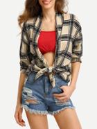 Shein Plaid Open-front Cover-up Blouse