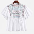 Shein Angel Sleeve Embroidered Babydoll Blouse