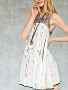Shein Black White Sleeveless Embroidered Tank Dress