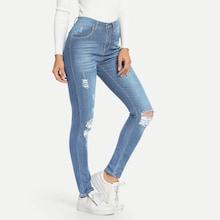 Shein Bleach Wash Knee Rips Jeans