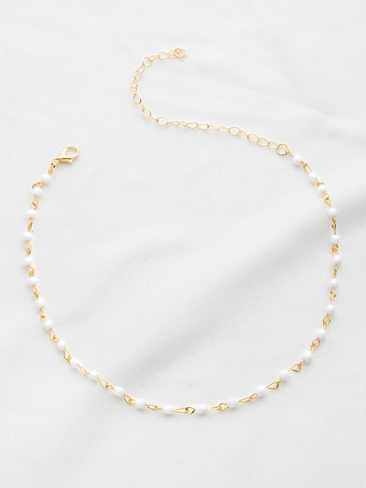 Shein Beaded Design Delicate Chain Choker