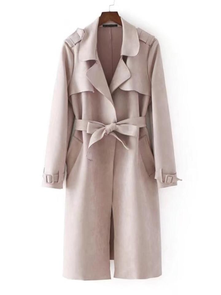 Shein Suede Trench Coat With Belt