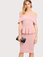 Shein Fold Over Bardot Peplum Dress