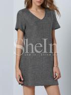 Shein Silver Short Sleeve Casual Dress