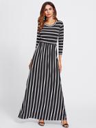 Shein Contrast Stripe Full Length Dress