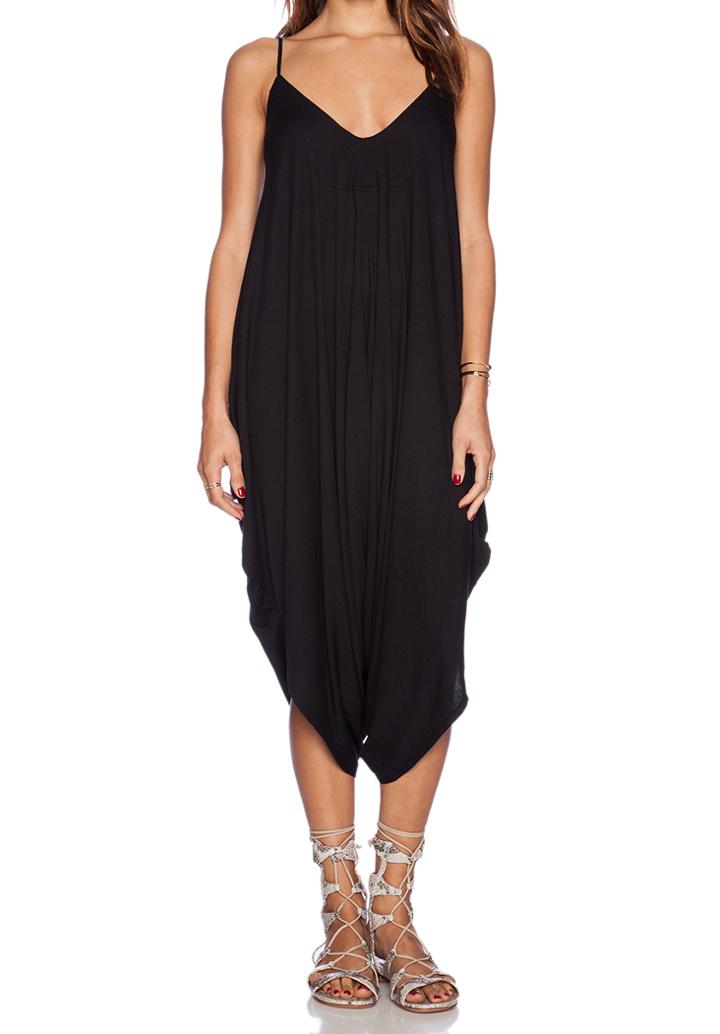 Shein Black Spaghetti Strap Backless Loose Jumpsuit