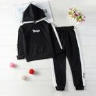 Shein Toddler Boys Cut And Sew Panel Letter Embroidery Hoodie With Pants