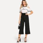 Shein Contrast Binding Open Shoulder Top & Wide Leg Pants