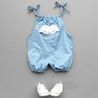 Shein Girls Wing Detail Self Tie Denim Romper