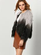 Shein Black Grey Faux Fur Crop Coat