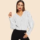 Shein Striped Single Breasted Blouse