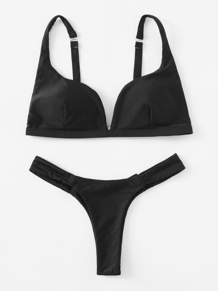 Shein Adjustable Strap High Leg Bikini Set