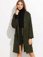 Shein Army Green Open Front Split Back Coat