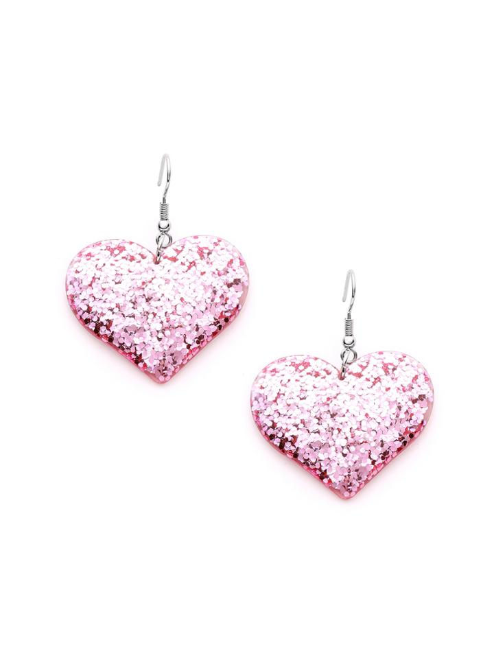 Shein Sequin Heart Design Drop Earrings