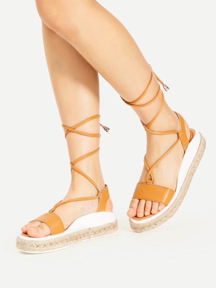 Shein Pu Criss Cross Flatform Sandals
