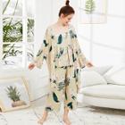 Shein Flower Print Cami Pajama Set With Robe