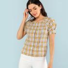 Shein Button Up Raglan Sleeve Plaid Shirt