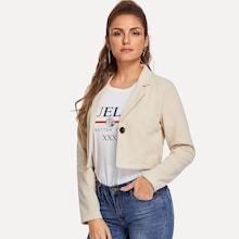 Shein Notched Collar One Button Crop Coat