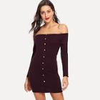 Shein Solid Off The Shoulder Knit Dress