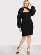 Shein Choker Mesh Sleeve Dress