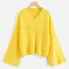 Shein V Neck Solid Drop Shoulder Jumper