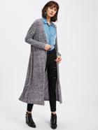 Shein Open Front Marled Knit Coat
