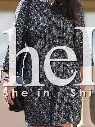 Shein Black Collarless Pockets Coat Look Dress