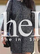Shein Black Collarless Pockets Coat Look Dress