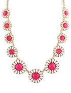 Shein Red Gemstone Flower Chain Necklace