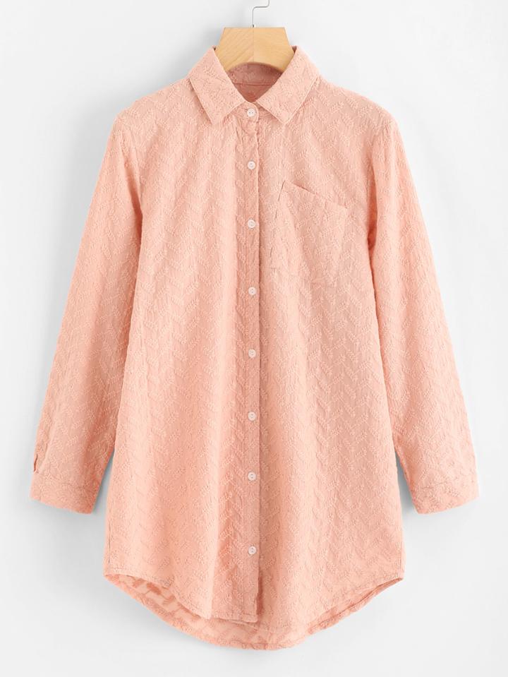 Shein Embroidered Dolphin Hem Shirt Dress